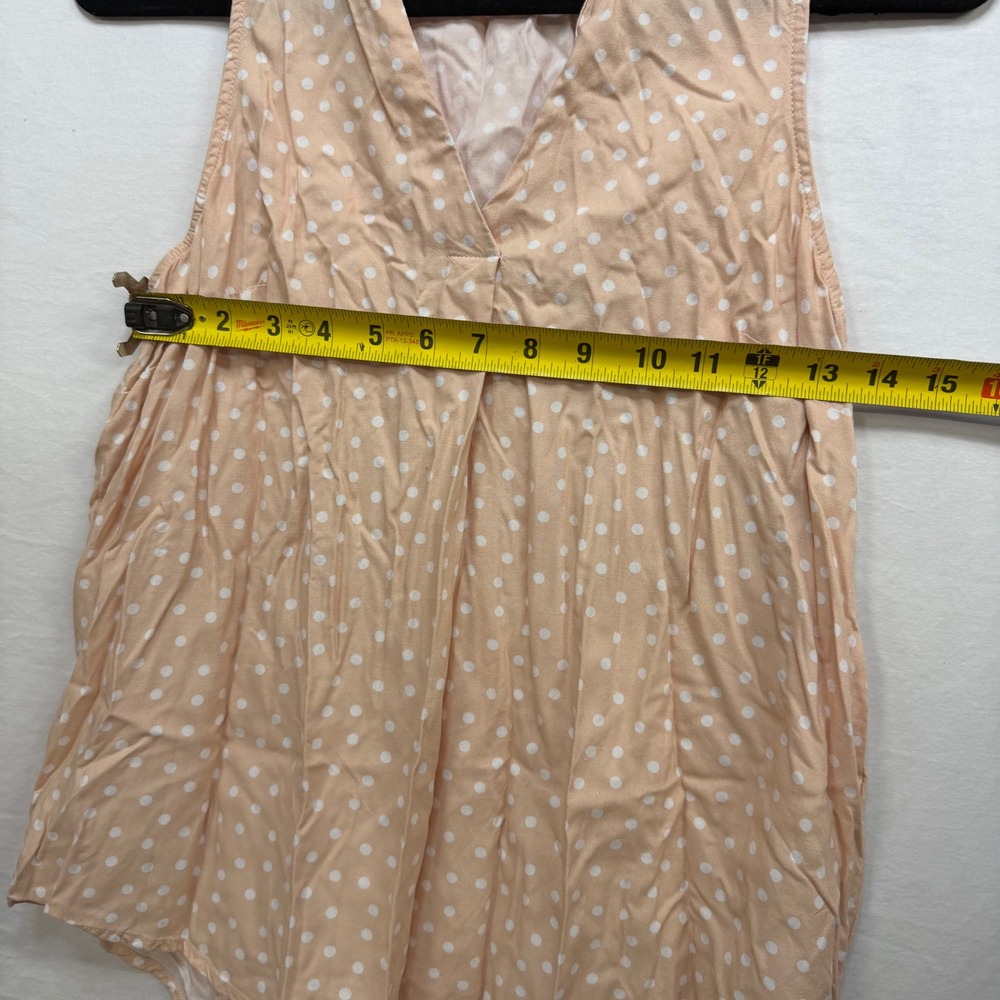A New Day Womens Peach Polka Dot V-Neck Sleeveless Blouse Top Small - Picture 2 of 6